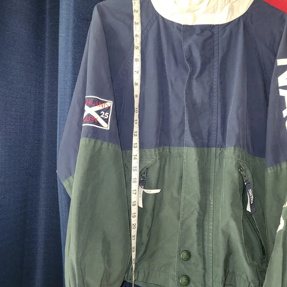 Nautica Colorblock Windbreaker Jacket - Navy & Forest Green Y2k 90s Small - Picture 4 of 10